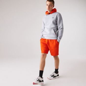 Lacoste Lacoste SPORT Hooded Contrast Fleece Sweatshirt - Mikiny Pánské Šedé / Červené | CZ-kyShqr